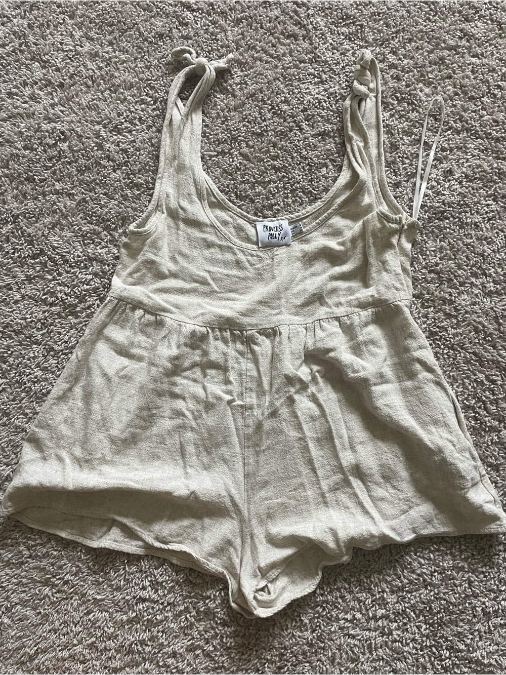 Princess Polly Cream Tie-Shoulder Romper